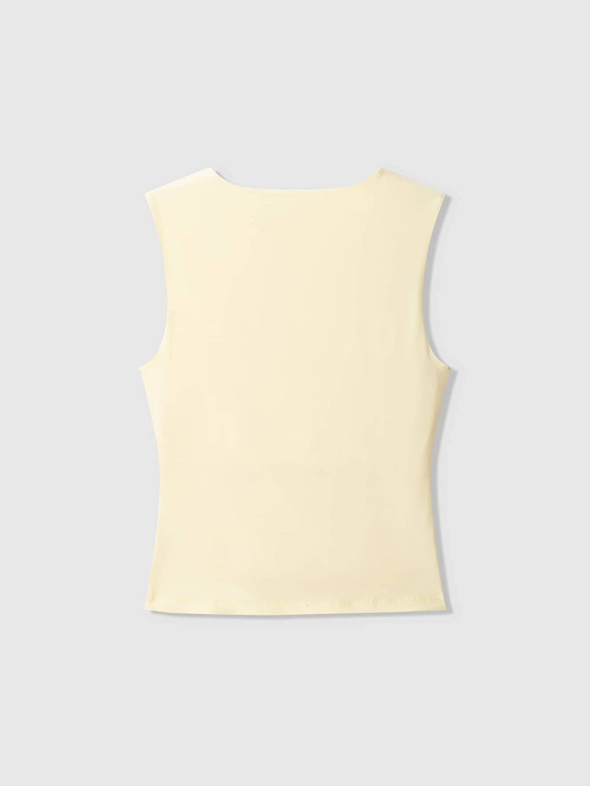 Women's Butter Yellow Casual Draped Sleeveless Top Summer