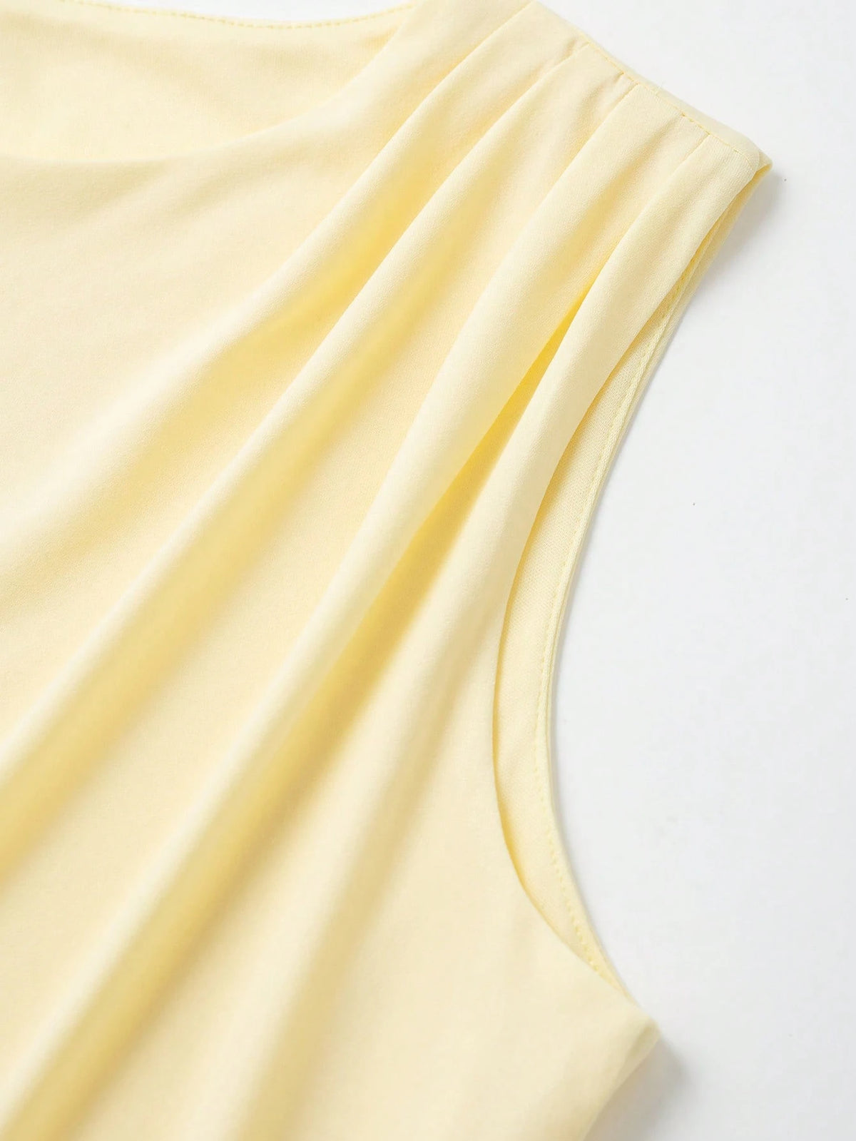 Women's Butter Yellow Casual Draped Sleeveless Top Summer