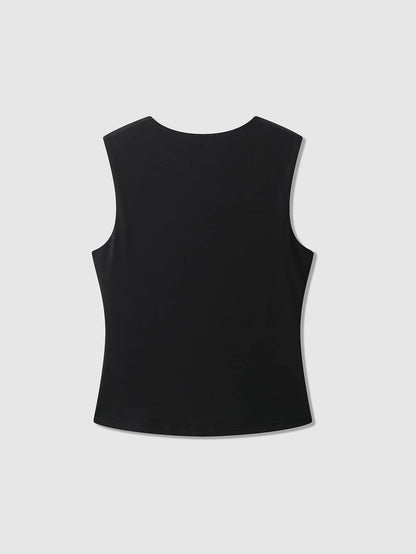 Women's Butter Yellow Casual Draped Sleeveless Top Summer