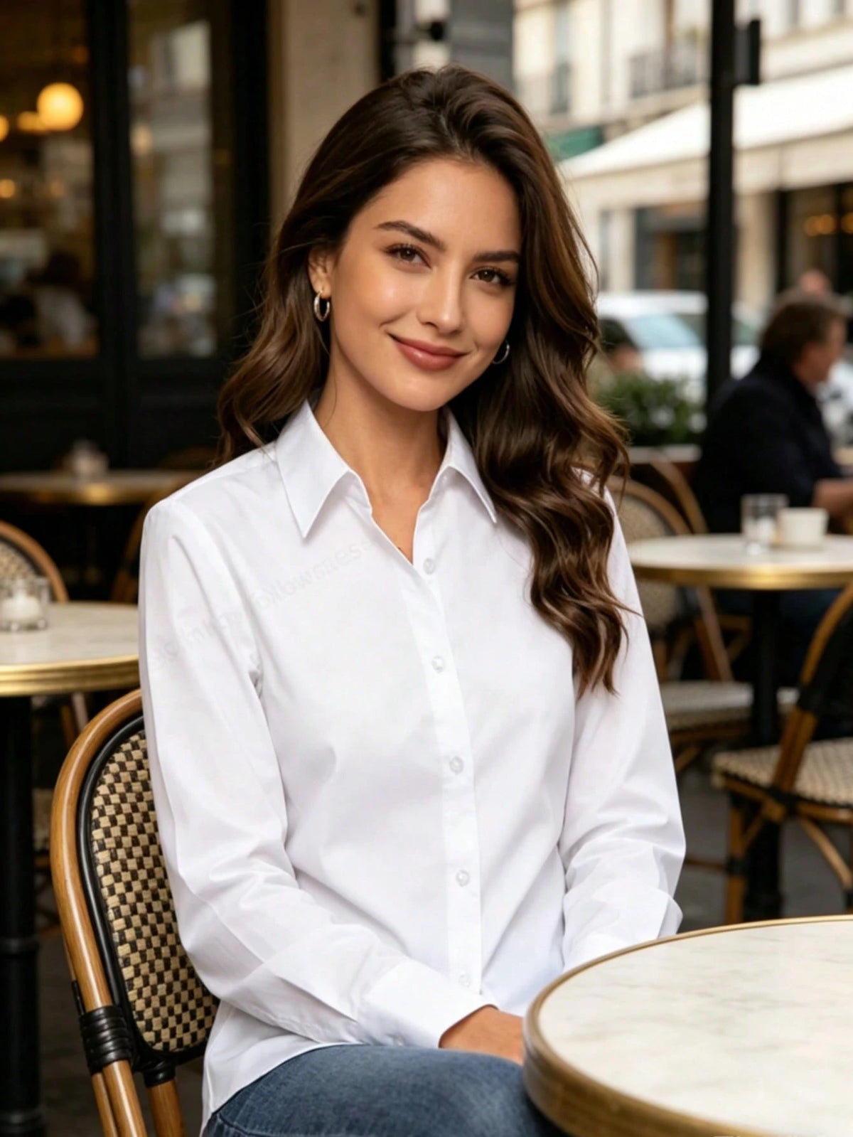 Women's Button-Down Shirt, Classic Fit, Suitable For Professional, Business, And Casual Wear, Long Sleeve Top, White Spring