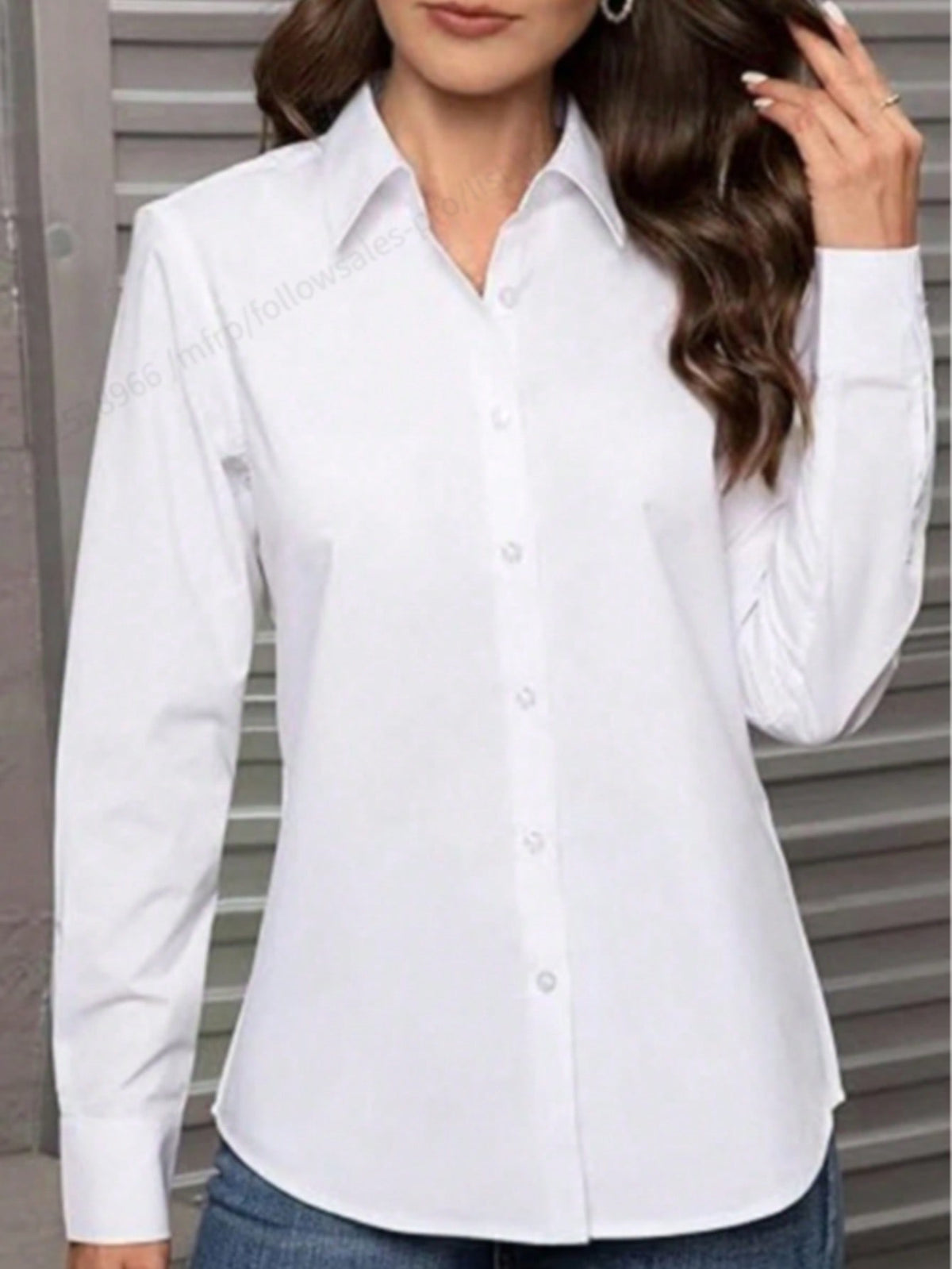 Women's Button-Down Shirt, Classic Fit, Suitable For Professional, Business, And Casual Wear, Long Sleeve Top, White Spring