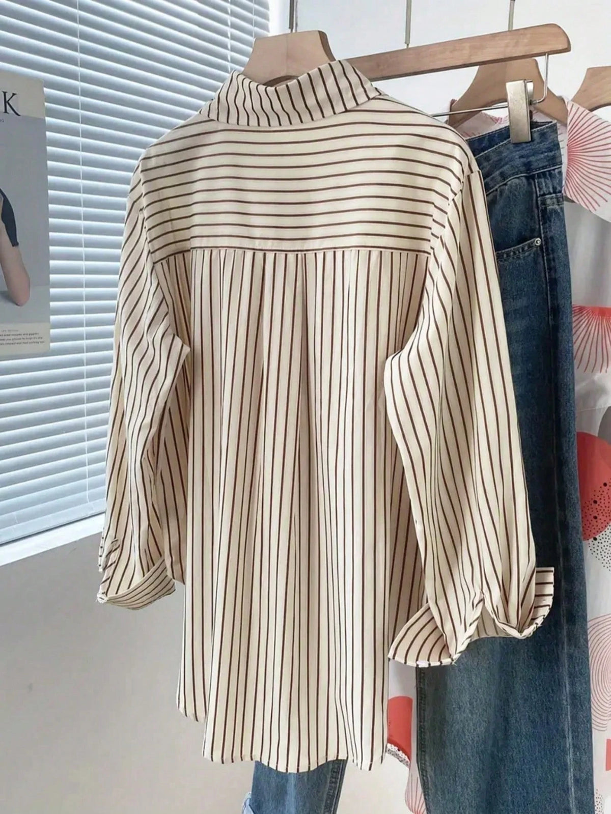 Women's Casual Commuter Striped Button-Front Shirt Spring