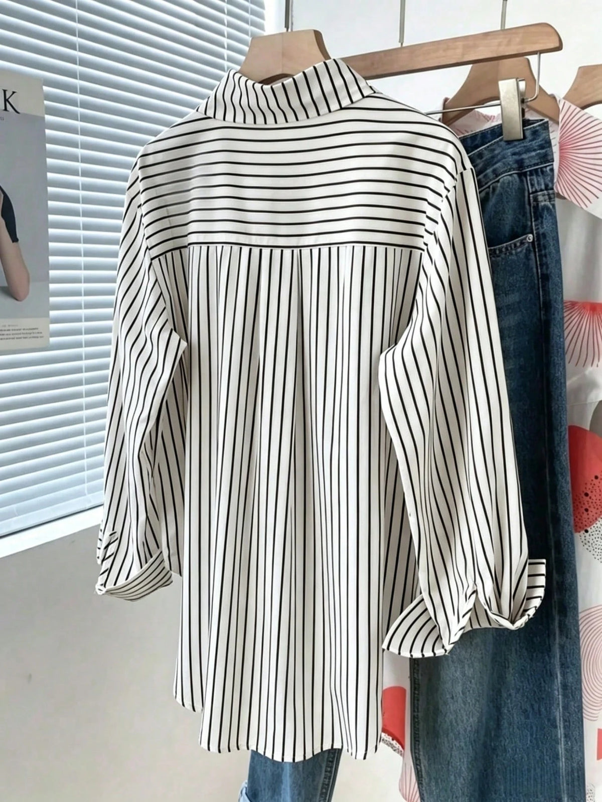 Women's Casual Commuter Striped Button-Front Shirt Spring