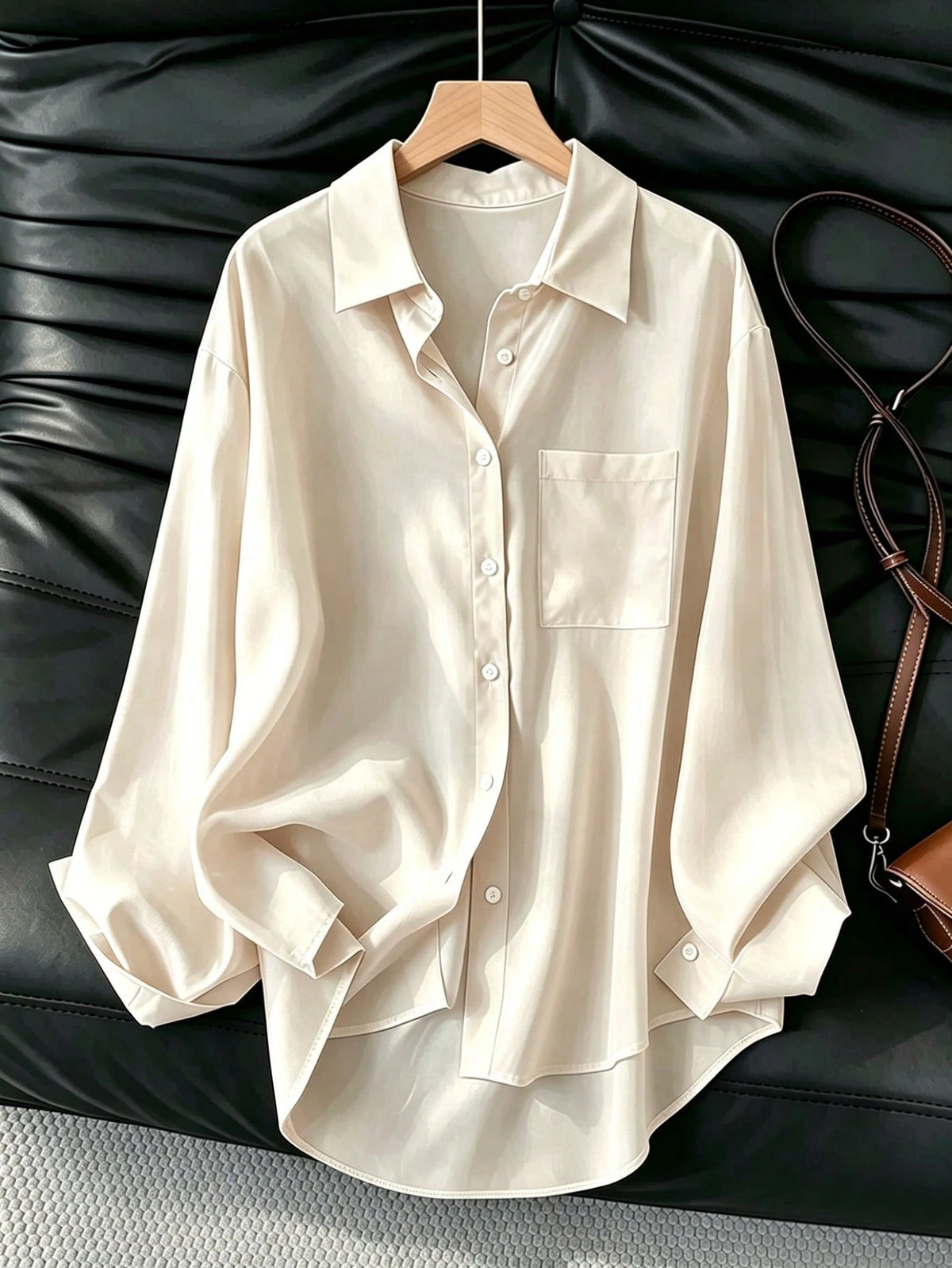 Women's Casual Loose Long Sleeve Shirt, Spring/Autumn Black