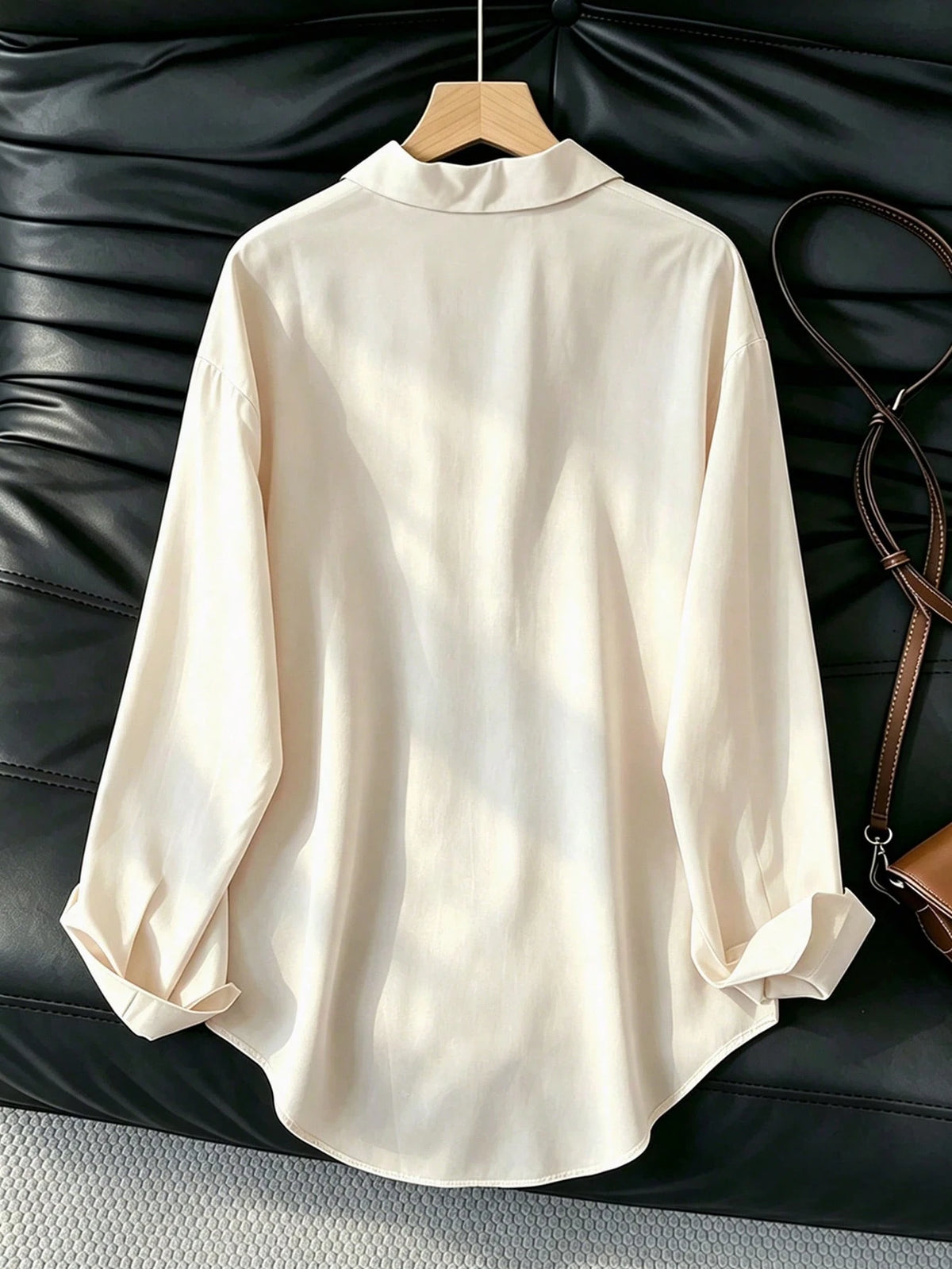 Women's Casual Loose Long Sleeve Shirt, Spring/Autumn Black