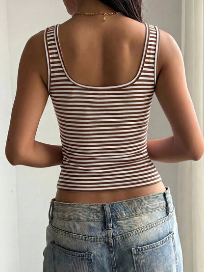 Women's Casual Striped Knit Tank Top, Summer