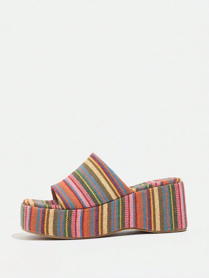 Women's Classic Platform Sandals, Open Toe Slip-On Summer Casual Breathable Wedge Shoes For Students And Walking