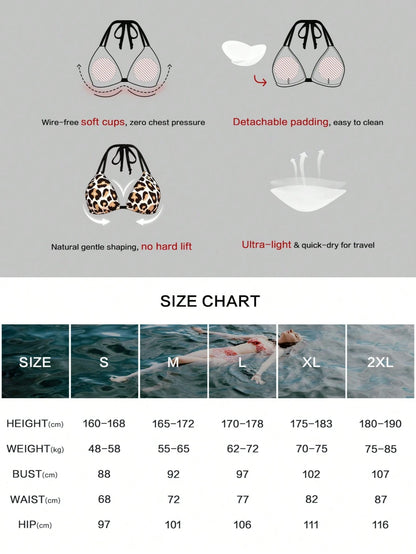 Women's Colorful Halter Bikini Set, Rainbow Striped Swimsuit, Beach New Style, Holiday Summer Vacation Sexy Two Pieces, Random Print
