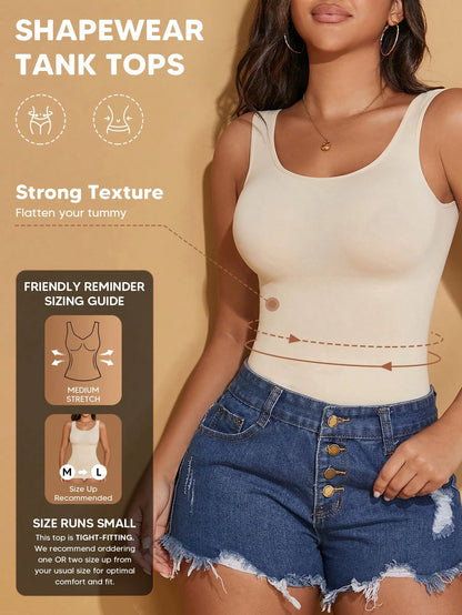 Women's Crew Neck Seamless Slimming Sports Camisole Casual White Summer