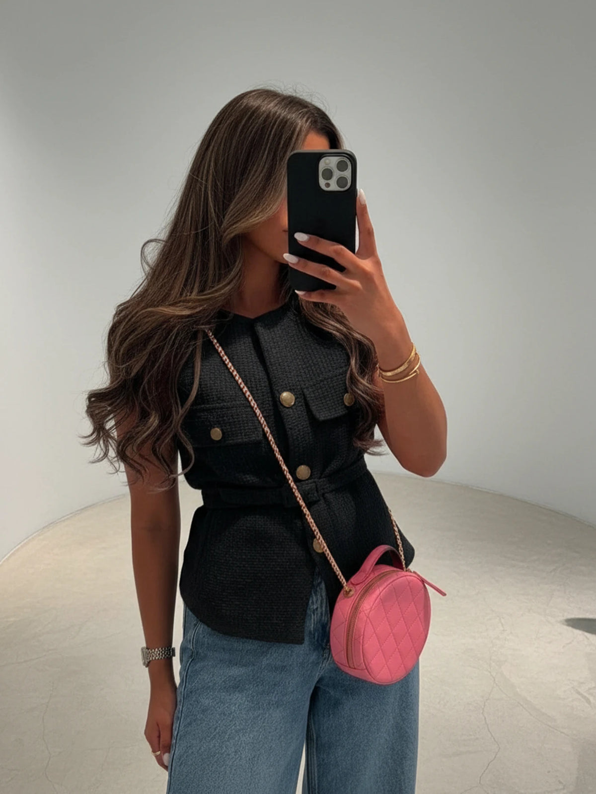 Women's Elegant Single-Breasted Sleeveless Top, Casual Fashion Pocket Decor Vest Summer