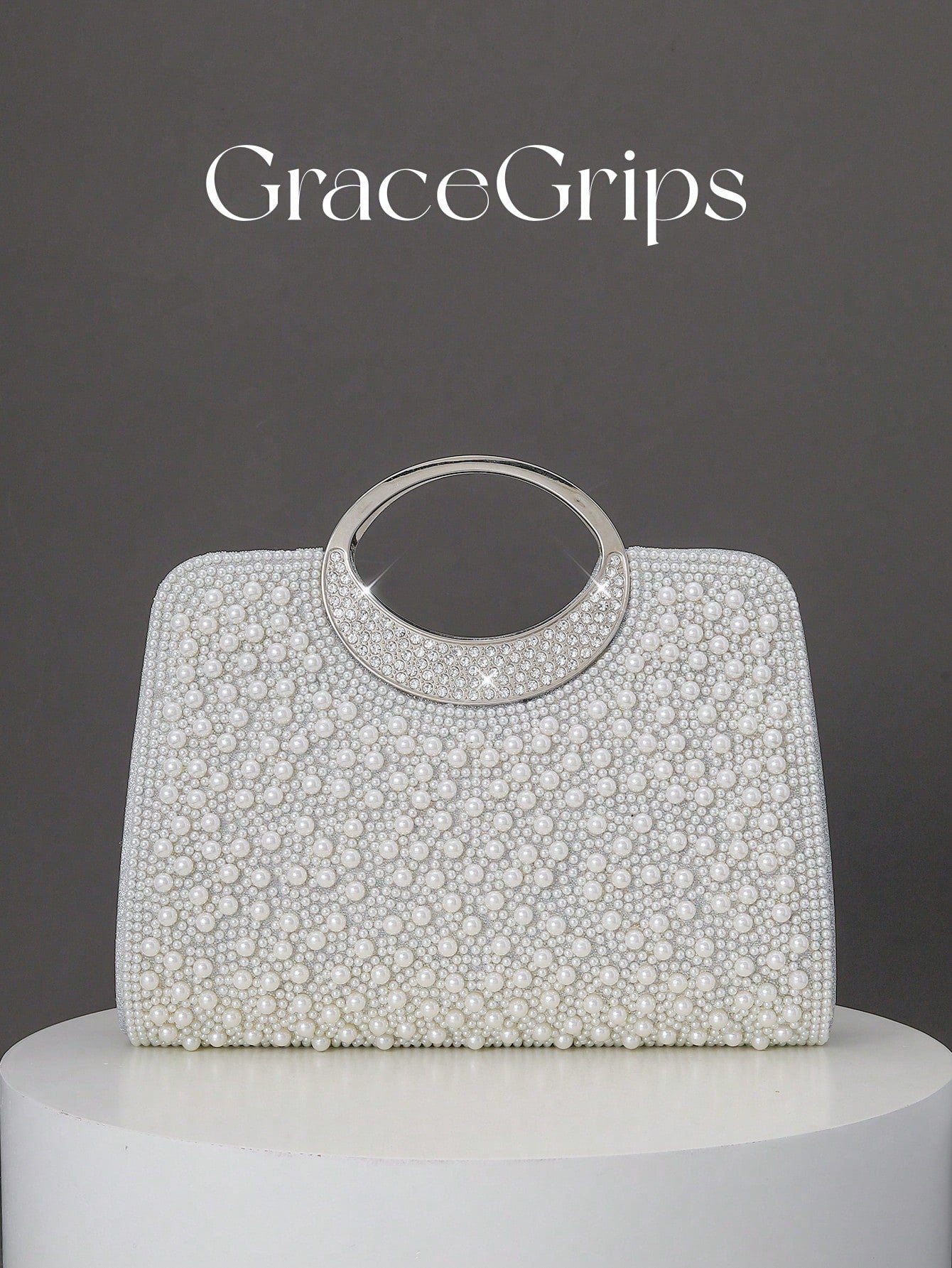 Women's Elegant/Solid Color Faux Pearl Pattern Design Party Handbag, Evening Clutch, Romantic Wedding Purse, Charming/Exquisite Evening Dress Bag, Shiny White Box Purse, Comes With Metal Chain, Ideal