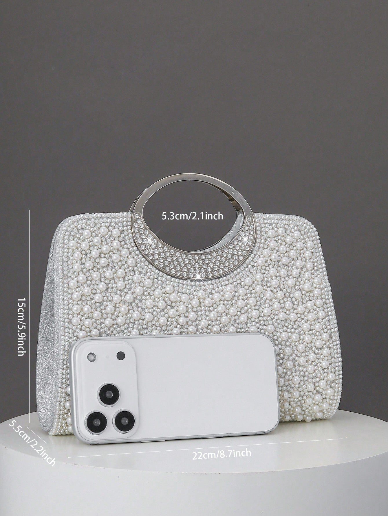Women's Elegant/Solid Color Faux Pearl Pattern Design Party Handbag, Evening Clutch, Romantic Wedding Purse, Charming/Exquisite Evening Dress Bag, Shiny White Box Purse, Comes With Metal Chain, Ideal