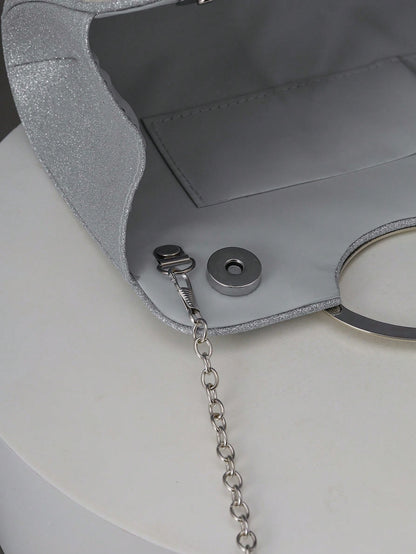 Women's Elegant/Solid Color Faux Pearl Pattern Design Party Handbag, Evening Clutch, Romantic Wedding Purse, Charming/Exquisite Evening Dress Bag, Shiny White Box Purse, Comes With Metal Chain, Ideal