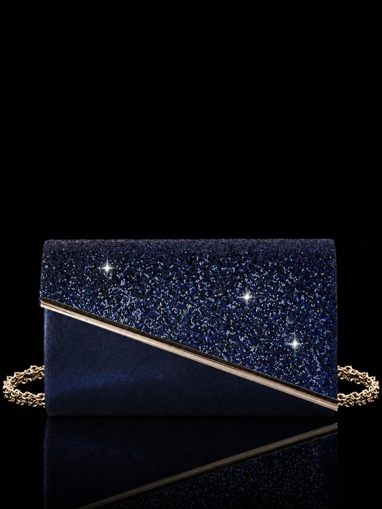 Women's Evening Clutch Bag, Fashionable Solid Color, Shiny Material Women's Handbag, Metal Edge Envelope Bag, Paired With Sparkling Rhinestone Jewelry 3 Pieces Set, Rhinestone Pendant Necklace, Earrin