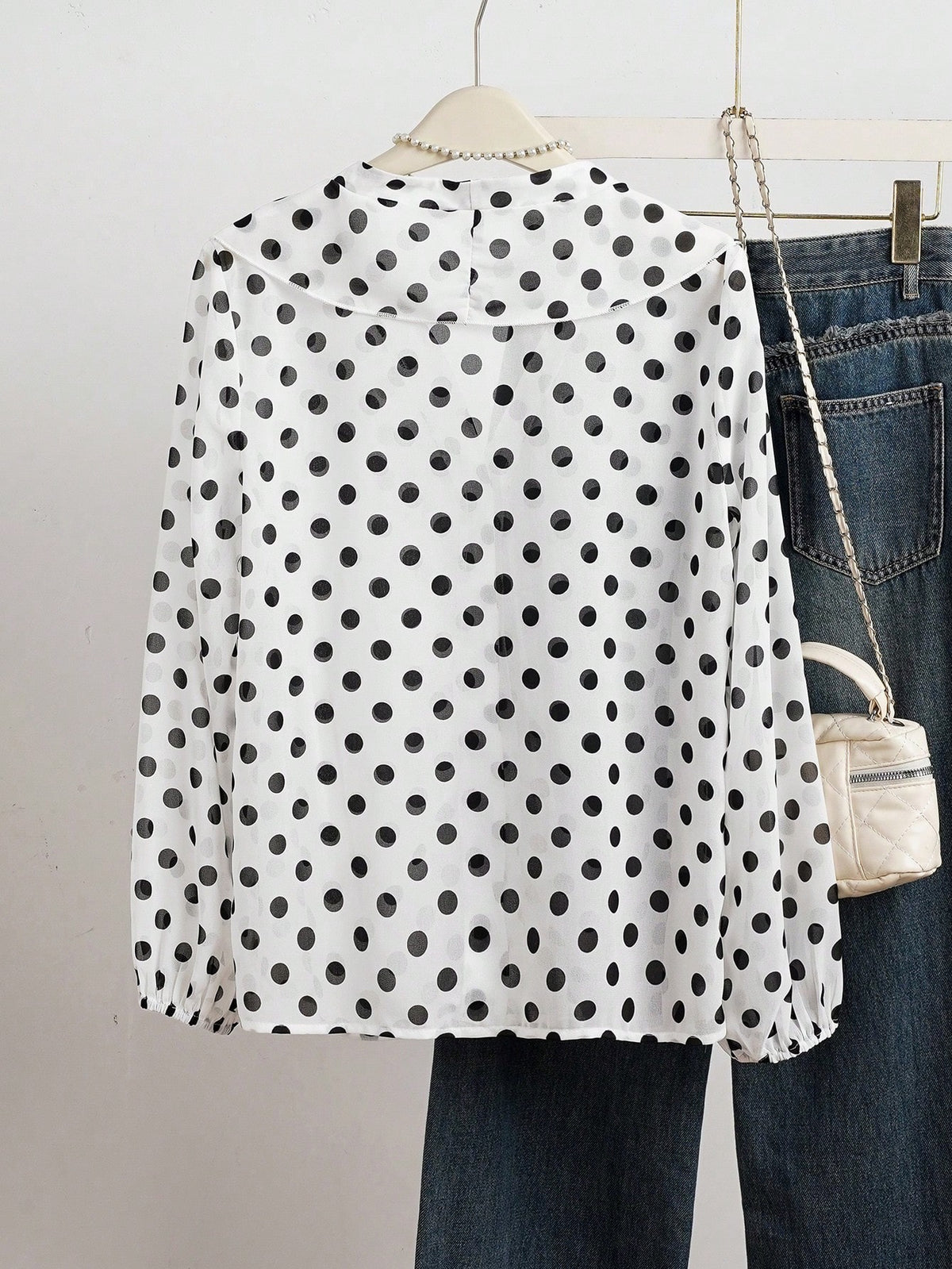 Women's French Romantic Elegant Polka Dot Ruffle Blouse Vacation Spring