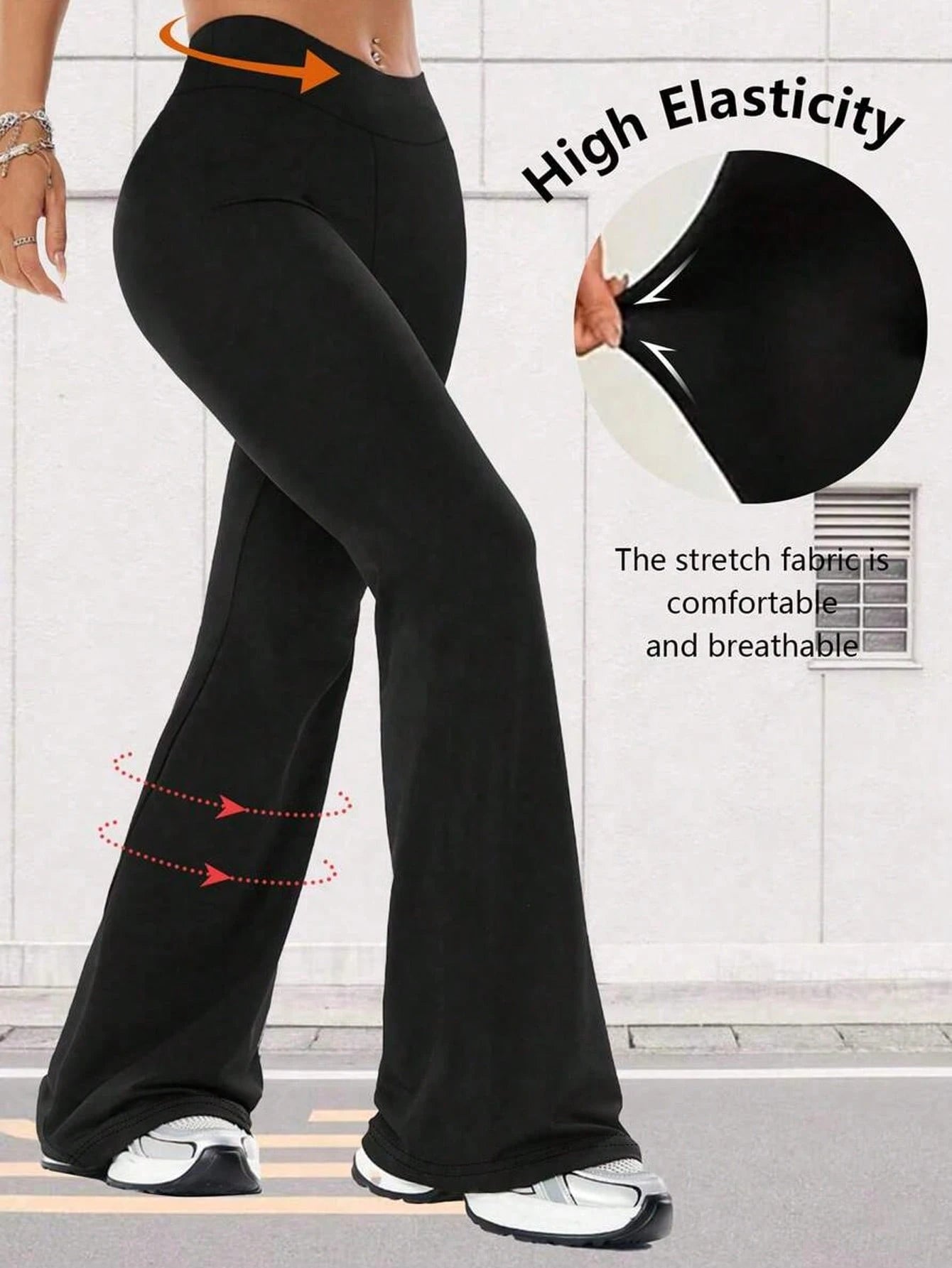 Women's High Waist Flare Yoga Pants, Wide Leg Yoga Pants, Loose Casual Sports Leggings For Fitness