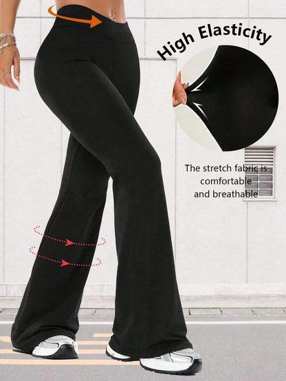 Women's High Waist Flare Yoga Pants, Wide Leg Yoga Pants, Loose Casual Sports Leggings For Fitness