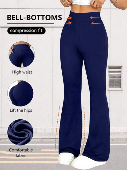 Women's High Waist Flare Yoga Pants, Wide Leg Yoga Pants, Loose Casual Sports Leggings For Fitness