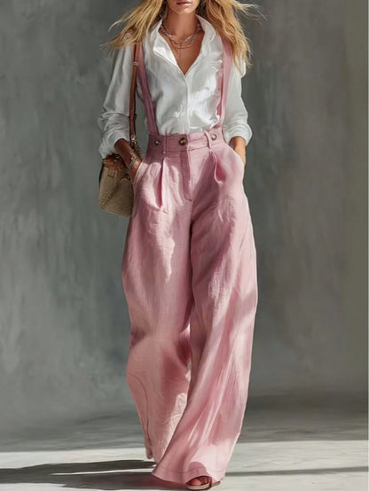 Women's Loose Fit French Style Casual Pants, Suitable For Spring And Summer Wear. High-Waisted Wide Leg Relaxed Fit, Solid Color Baggy Cargo Pants, Soft And Breathable, Suitable For Workwear And Busin