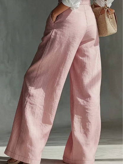 Women's Loose Fit French Style Casual Pants, Suitable For Spring And Summer Wear. High-Waisted Wide Leg Relaxed Fit, Solid Color Baggy Cargo Pants, Soft And Breathable, Suitable For Workwear And Busin