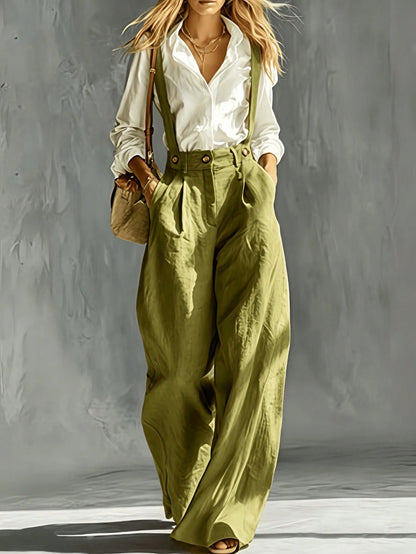Women's Loose Fit French Style Casual Pants, Suitable For Spring And Summer Wear. High-Waisted Wide Leg Relaxed Fit, Solid Color Baggy Cargo Pants, Soft And Breathable, Suitable For Workwear And Busin