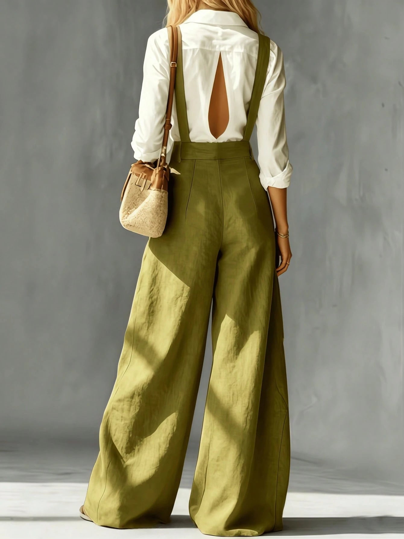 Women's Loose Fit French Style Casual Pants, Suitable For Spring And Summer Wear. High-Waisted Wide Leg Relaxed Fit, Solid Color Baggy Cargo Pants, Soft And Breathable, Suitable For Workwear And Busin