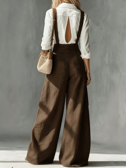 Women's Loose Fit French Style Casual Pants, Suitable For Spring And Summer Wear. High-Waisted Wide Leg Relaxed Fit, Solid Color Baggy Cargo Pants, Soft And Breathable, Suitable For Workwear And Busin
