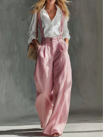 Women's Loose Fit French Style Casual Pants, Suitable For Spring And Summer Wear. High-Waisted Wide Leg Relaxed Fit, Solid Color Baggy Cargo Pants, Soft And Breathable, Suitable For Workwear And Busin