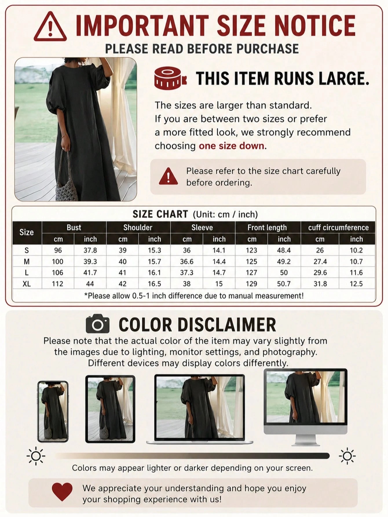 Women's Mid-Length Lantern Sleeve Belted Dress, Round Neck, Slit Detail, Casual Woven Fabric Black Elegant Summer