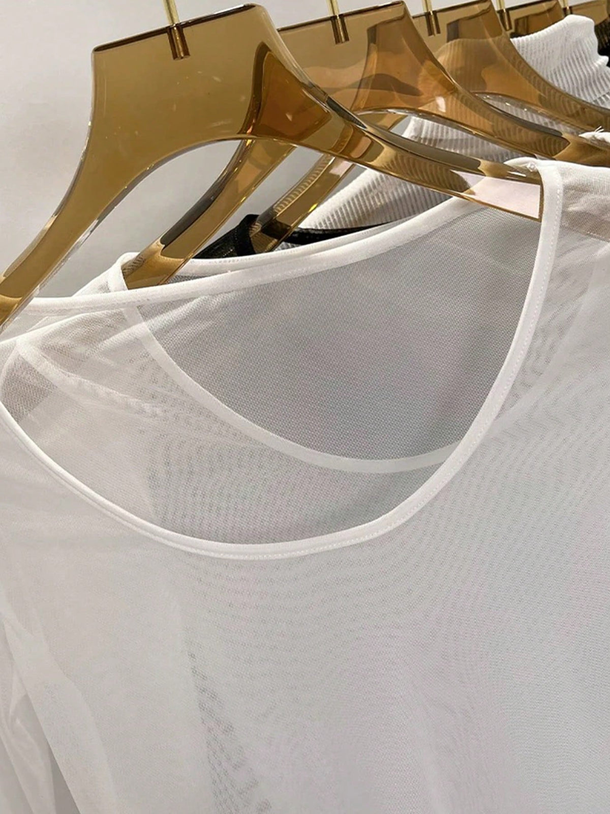 Women's Minimalist Slim Fit Sheer Long Sleeve Versatile Blouse Casual Spring White