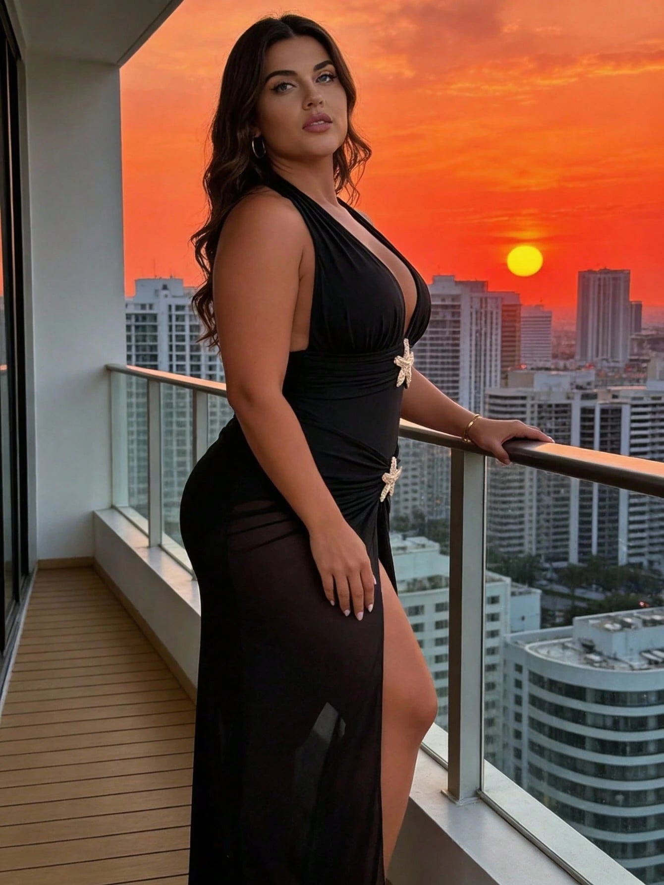 Women's Plus-Size Summer Swimsuit Set, Valentine's Day Gift, Sexy Low-Cut Dress Design, Elegant And Sophisticated, Stretchy Fabric, Perfect For Beach Sunbathing, Outdoor Leisure Vacations, Girlfriend