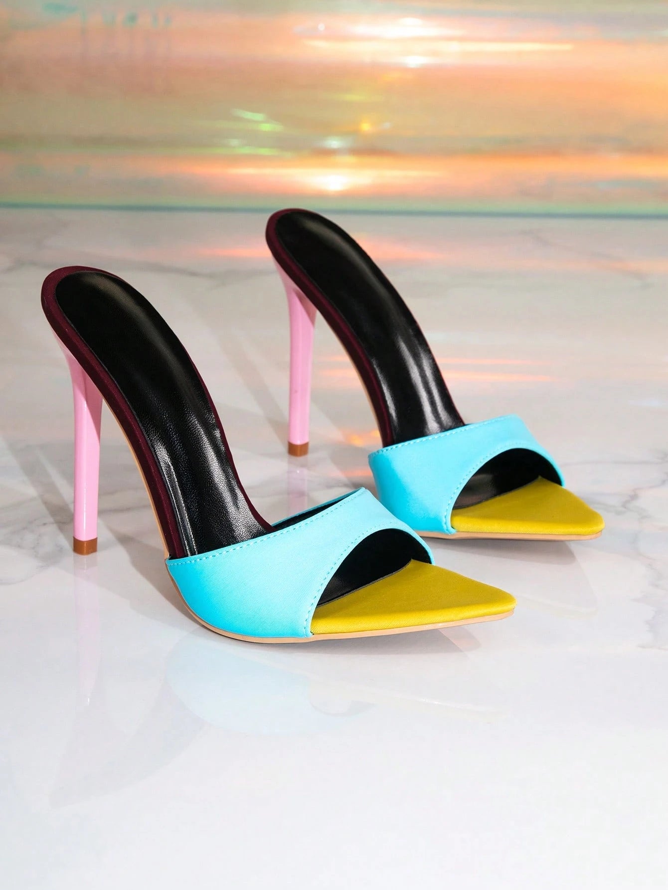 Women's Pointed Toe Stiletto High Heel Sandals, Summer Shoes, Red, Rose, Party, Outdoor