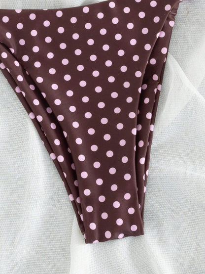 Women's Polka Dot Bandeau Bikini Set, Fashionable And Comfortable Swimwear, Elegant Resort Style Bikini, Bohemian For Summer Vacation, Beach Leisure And Holiday Wear, Aesthetic