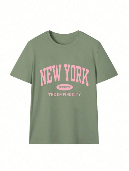 Women's Round Neck Short Sleeve T-Shirt, Summer New Letter Print, Casual Loose Versatile Top, Fashion Daily Wear