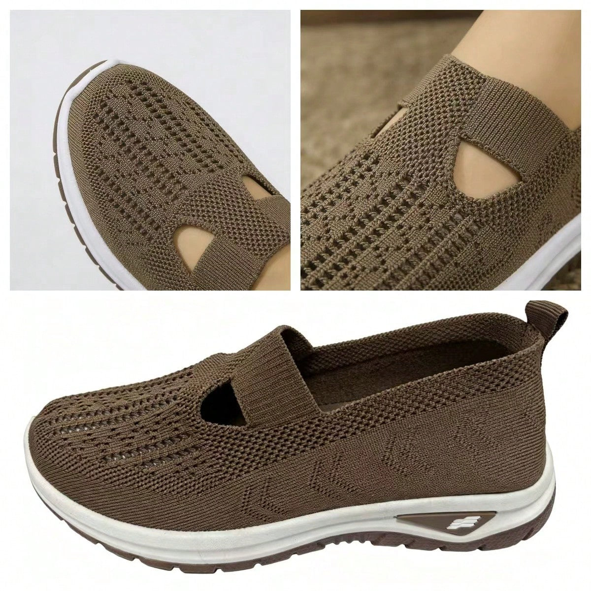 Women's Sequin Knit Mesh Wedge Platform Sneakers, Breathable Lace-Up Non-Slip Supportive Soles. White & Black Shiny Sequins, Great For Daily Outings, Shopping, Summer Street Photos