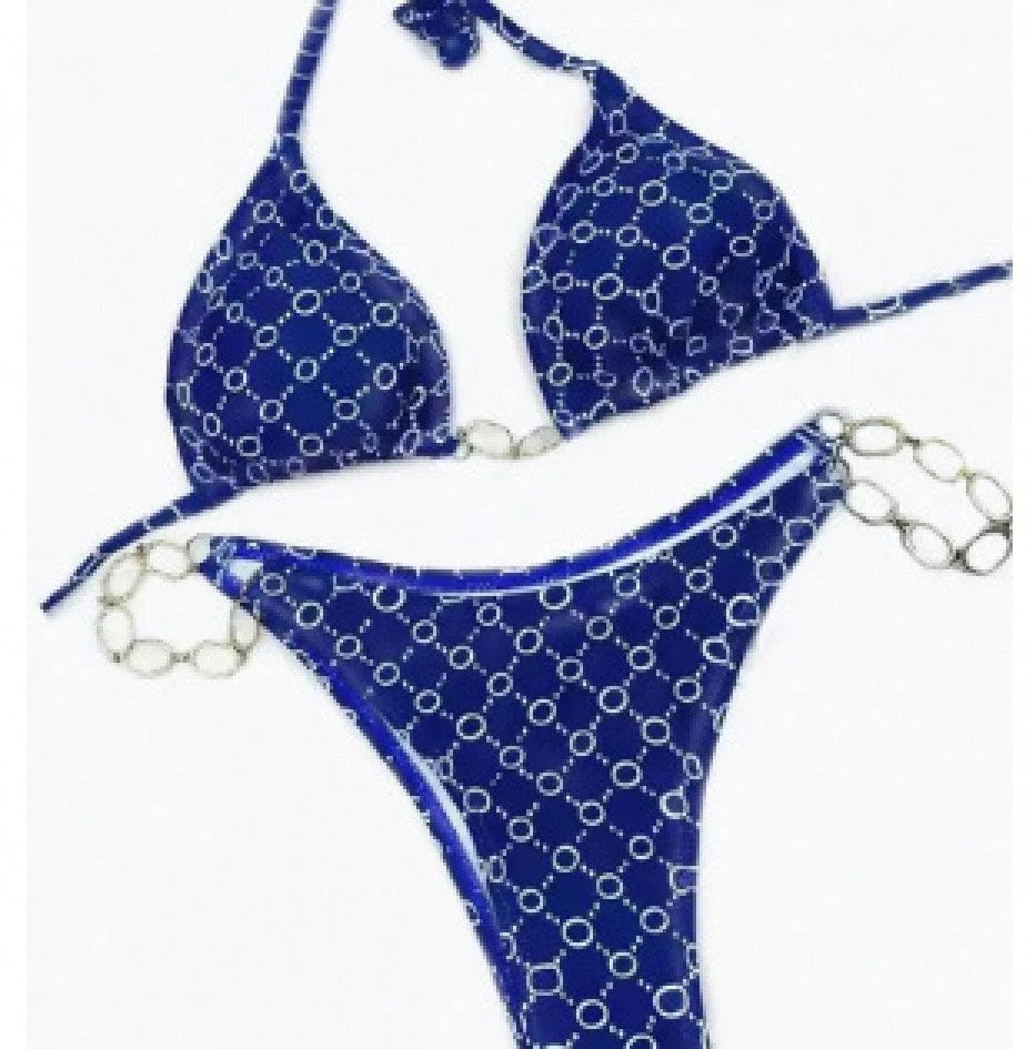 Women's Sexy Deep V Neck Micro Crop Tankini Thong Bikini Set In Coated Fabric With Medium Stretch, Perfect For A Stylish Beach Look