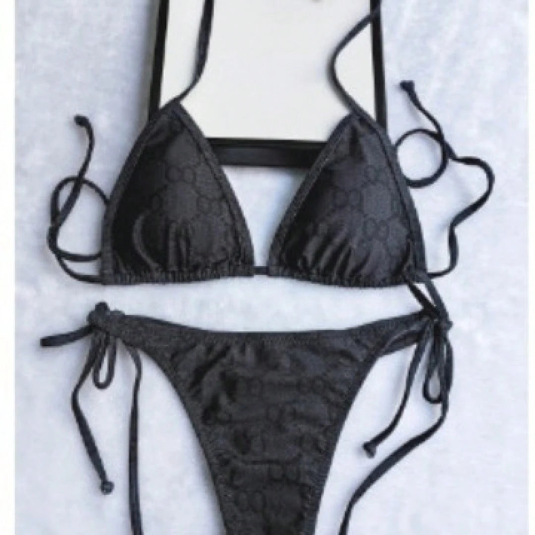 Women's Sexy Deep V Neck Micro Crop Tankini Thong Bikini Set In Coated Fabric With Medium Stretch, Perfect For A Stylish Beach Look