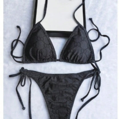 Women's Sexy Deep V Neck Micro Crop Tankini Thong Bikini Set In Coated Fabric With Medium Stretch, Perfect For A Stylish Beach Look