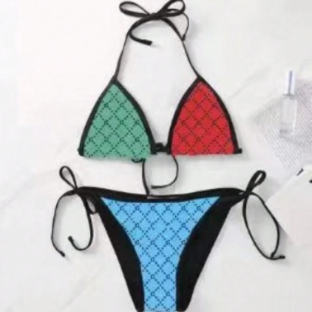 Women's Sexy Deep V Neck Micro Crop Tankini Thong Bikini Set In Coated Fabric With Medium Stretch, Perfect For A Stylish Beach Look