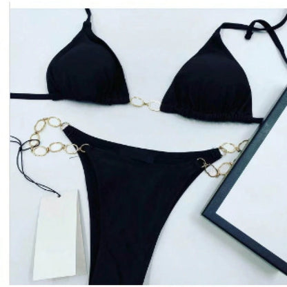 Women's Sexy Deep V Neck Micro Crop Tankini Thong Bikini Set In Coated Fabric With Medium Stretch, Perfect For A Stylish Beach Look
