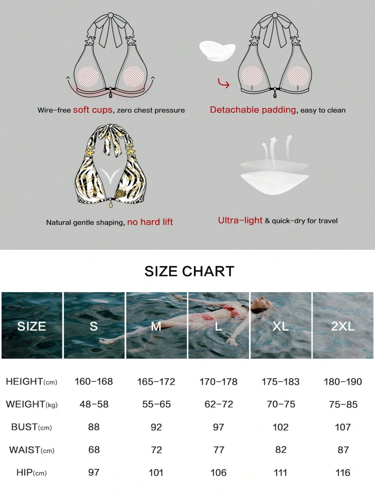 Women's Sexy Halter Bikini Set, Gold Chain & Zebra Print Swimsuit, Beach Vacation New Style, Holiday Summer Travel Outfit