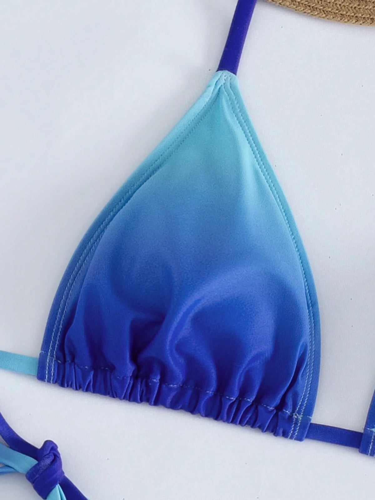 Women's Sexy Halter Tie Gradient Bikini Set With Sheer Mesh Skirt, High Elasticity 3-Piece Swimsuit, Creating A Charming Mermaid Look