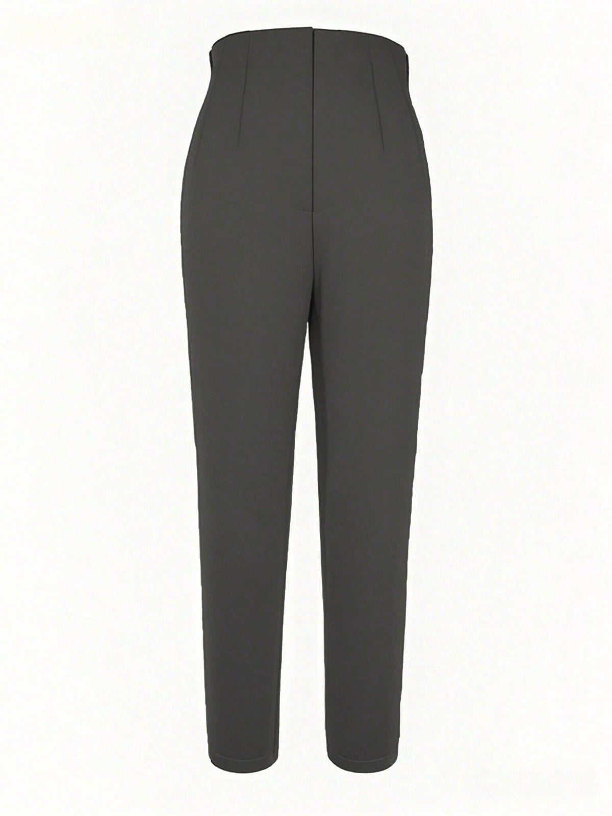 Women's Slim Fit Waist Cinched 9/10 Length Commuter Pants, Knit Fabric, Fitted, With Zipper And Pockets, Medium Stretch, Perfect For Autumn/Winter Back To School, Gray