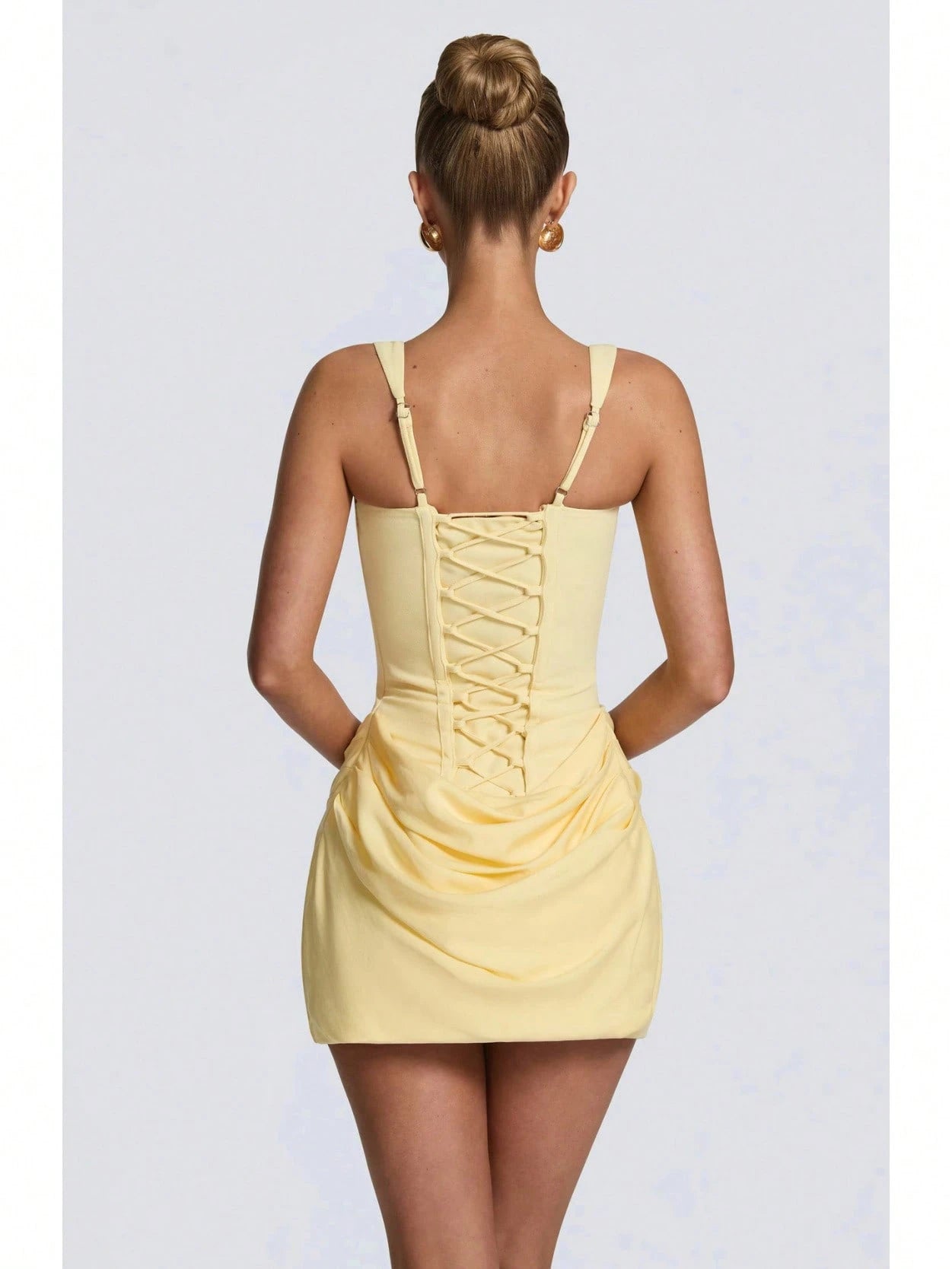 Women's Square Neck Sleeveless Mini Dress, Corset Style Ruched Bodycon Party Dress