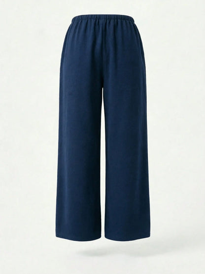 Women's Summer Loose High Waist Drawstring Casual Pants, Breathable Comfortable Wide Leg Capri Pants, Euro Summer