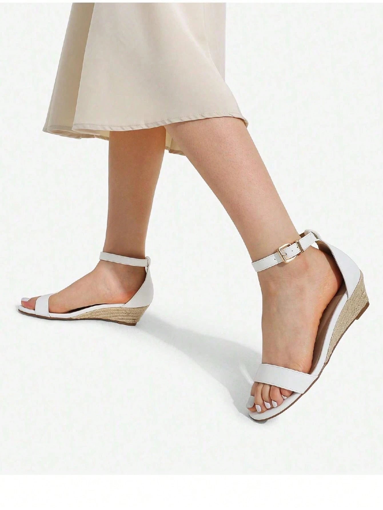 Women'S Wedge Sandals Open Toe Buckle Ankle Strap Comfortable Work Wedding Party Pumps Heel Sandals Dressy Summer Shoes