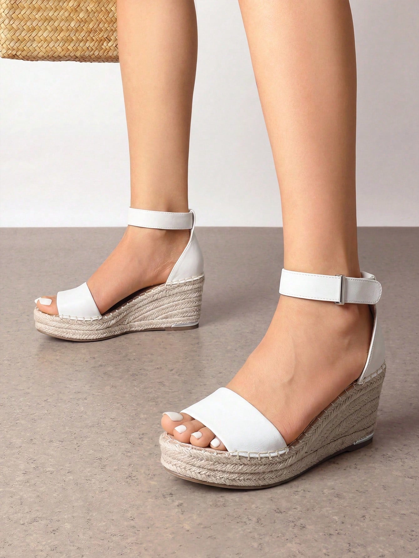 Women's Wedge Sandals Open Toe Espadrilles Sandals Comfortable Dressy Ankle Strap Platform One-Strap Sandals Suitable For Work Beach Holiday Summer Shoes