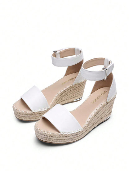 Women's Wedge Sandals Open Toe Espadrilles Sandals Comfortable Dressy Ankle Strap Platform One-Strap Sandals Suitable For Work Beach Holiday Summer Shoes