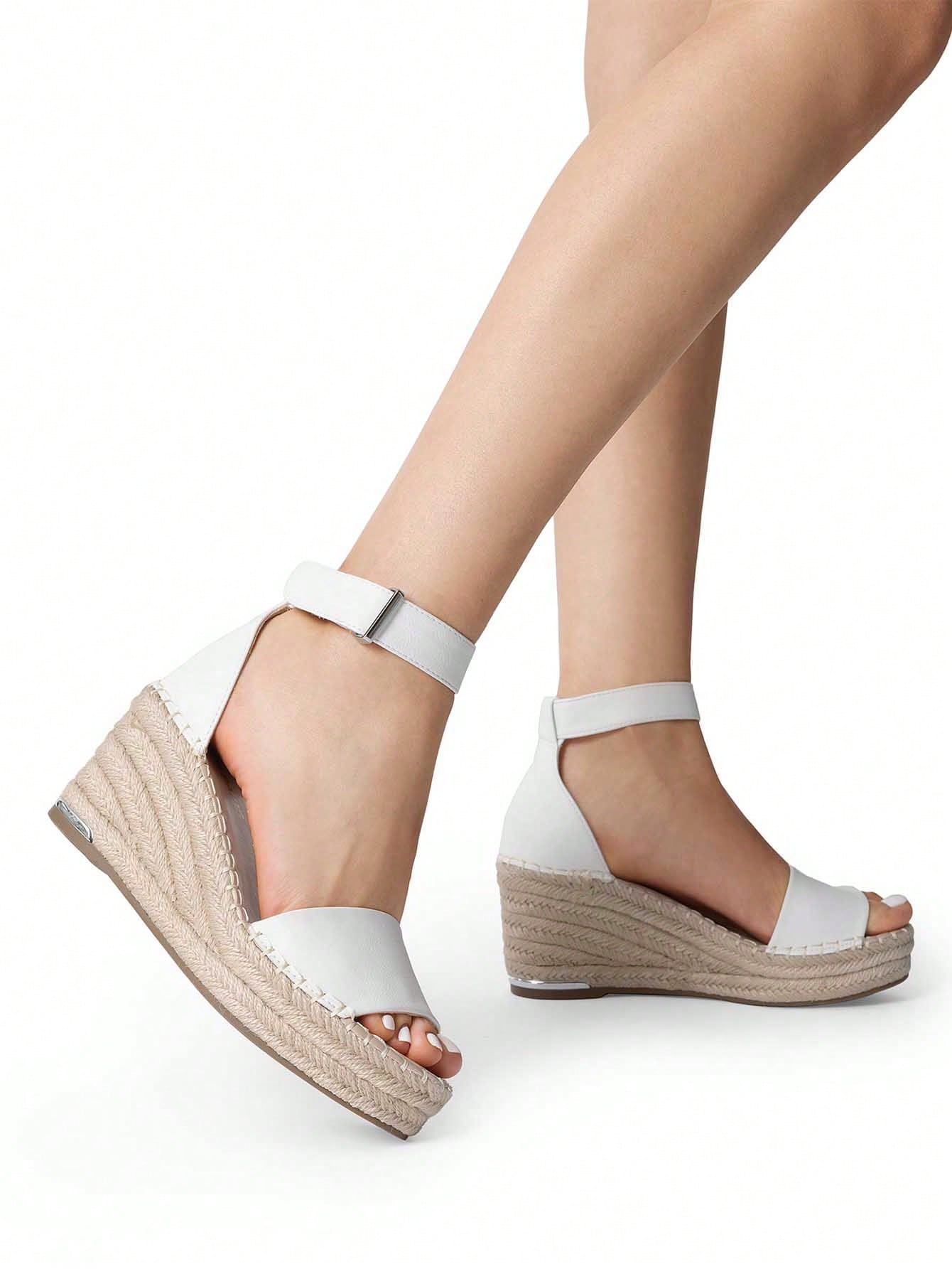 Women's Wedge Sandals Open Toe Espadrilles Sandals Comfortable Dressy Ankle Strap Platform One-Strap Sandals Suitable For Work Beach Holiday Summer Shoes