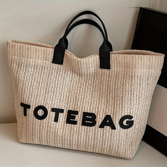 Women's Woven Handbag- Minimalist And Elegant Design, Suitable For Work, Travel, And Beach Scenes. Decorative Stitching And Fine Weaving Techniques